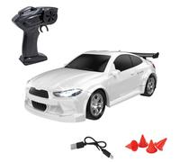 ExPrismarx RC Drift Car, 1:64 2.4G 4WD Mini RC Off-Road Drift Car with Charging Cable and Barrier, Ideal Vehicle Model for Adults Youth (Creamy White M4)