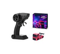 ExPrismarx RC Drift Car, 1/87 Scale 4WD Full-Proportional RC Vehicle with Linked LED Lights & Simulated Brake Calipers, RTR Micro Scale Remote Control Model for Adult Youth (Red)