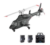 ExPrismarx RC Helicopter, 1:53 A61 Air-wolf 2.4G 4CH Single Rotor Flybarless Mini RC Helicopter Model with Optical Flow Altitude Hold, Gift for Adults Beginners (RTF Version/Black and White)