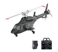 ExPrismarx RC Helicopter, 1:53 A61 Air-wolf 2.4G 4CH Single Rotor Flybarless Mini RC Helicopter Model with Optical Flow Altitude Hold, Gift for Adults Beginners (RTF Version/Black and White)