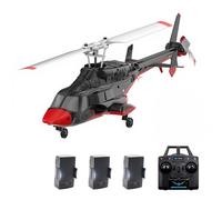 ExPrismarx RC Helicopter, 1:53 A61 Air-wolf 2.4G 4CH Single Rotor Flybarless Mini RC Helicopter Model with Optical Flow Altitude Hold, Gift for Adults Beginners (RTF Version/Red and Black)