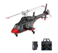 ExPrismarx RC Helicopter, 1:53 A61 Air-wolf 2.4G 4CH Single Rotor Flybarless Mini RC Helicopter Model with Optical Flow Altitude Hold, Gift for Adults Beginners (RTF Version/Red and Black)