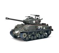 ExPrismarx RC Tank, 1:16 M4A3E8 Sherman Remote Control Tank with Metal Tracks, 360° Turret, Smoke, Sound & Infrared Battle System, 2.4GHz Military RC Vehicle for Adults Youth (Olive Green)