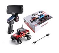 ExPrismarx RC Truck, WL 1/64 Scale Full-Proportional APP Auto-Pairing FPV Mini RC Truck with Camera and Display Screen, Creative Vehicle Gifts for Adults & Teens (Red)