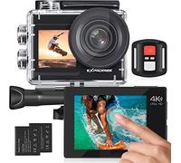 Exprotrek 4K Action Camera with Touch Screen, EIS Adjustable Viewing Angle, 40m Waterproof Underwater Camera, Remote Control Sports Camera with Helmet Accessories Kit