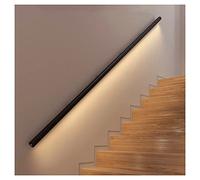 exproyzk LED Handrail Kit - Complete Indoor/Outdoor Hand Rail for Steps - Aluminum Grab Bar with Wall Brackets - 1.9”Round (Color : Black, Size : 47.3"/1.2m)