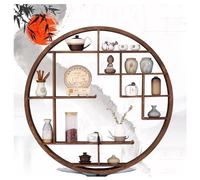 exproyzk Round Wall Shelves Decorative Floating Ledge Shelves, Wall Mounted Circle Bracket Wooden Display Hanging Shelf for Living Room or Home Office (Color : Brown, Size : 80CM/31.5")