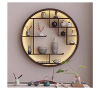 exproyzk Round Wall Shelves Decorative Floating Ledge Shelves, Wall Mounted Circle Bracket Wooden Display Hanging Shelf for Living Room or Home Office (Color : Brown, Size : LED100CM/39.4")
