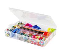 Exptolii 18 Grids Plastic Organizer Box with Dividers, Clear Compartment Container Storage for Washi Tapes Beads Crafts Jewelry Fishing Tackles, Size10.8 x 7.7 x 1.7 in