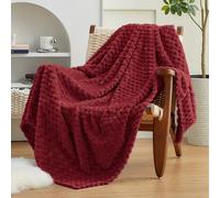 EXQ Home Fleece Throw Blanket for Couch or Bed - 3D Imitation Turtle Shell Jacquard Decorative Blankets - Cozy Soft Lightweight Fuzzy Flannel Blanket Suitable for All Seasons(50"×60",Red)