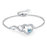 Exqele Infinity Love Heart Bracelet for women, Daughter Graduation Birthday Gift, Heart Crystal White Gold Plated Birthstone Jewelry for Mother Sister Girlfriend Her, One Size, Crystal Moissanite