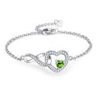 Exqele Infinity Love Heart Bracelet for women, Daughter Graduation Birthday Gift, Heart Crystal White Gold Plated Birthstone Jewelry for Mother Sister Girlfriend Her, One Size, Crystal Moissanite