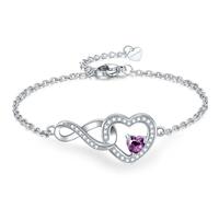 Exqele Infinity Love Heart Bracelet for women, Daughter Graduation Birthday Gift, Heart Crystal White Gold Plated Birthstone Jewelry for Mother Sister Girlfriend Her, One Size, Crystal Moissanite