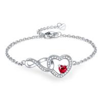 Exqele Infinity Love Heart Bracelet for women, Daughter Graduation Birthday Gift, Heart Crystal White Gold Plated Birthstone Jewelry for Mother Sister Girlfriend Her, One Size, Crystal Moissanite