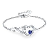 Exqele Infinity Love Heart Bracelet for women, Daughter Graduation Birthday Gift, Heart Crystal White Gold Plated Birthstone Jewelry for Mother Sister Girlfriend Her, One Size, Crystal Moissanite