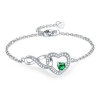 Exqele Infinity Love Heart Bracelet for women, Daughter Graduation Birthday Gift, Heart Crystal White Gold Plated Birthstone Jewelry for Mother Sister Girlfriend Her, One Size, Crystal Moissanite