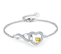 Exqele Infinity Love Heart Bracelet for women, Daughter Graduation Birthday Gift, Heart Crystal White Gold Plated Birthstone Jewelry for Mother Sister Girlfriend Her, One Size, Crystal Moissanite