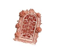 EXQIOUR 1:12 Scale Miniature Rose Window Frame Model Figure For Doll House Interior Decoration With Intricate Floral Carving
