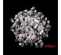 EXQIOUR 100/25PCS Crystal For Head RJ45 CAT5 Cable Modular Plug Gold Plated Connector RJ45 Terminals Connector Pigtail Cable Adapter Socket Coaxial Cord Solder Bulkhead Panel Press Outlet