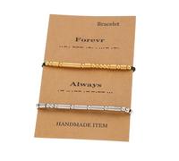 EXQIOUR 2Pieces Unique Morse Code Bracelets Couple Bracelets Artistic Beads For Youthful Trendsetters Stainless Steel Couple