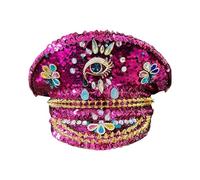 EXQIOUR Bejeweled Captain Hat Heavy Crystal Party Surprise Girl Boys Bride For Carnivals Music Festival Women's Party Hat