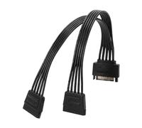 EXQIOUR Data Power Cable 15PIN 1 to 2 Extension for Storage Device Disc Unit Using Flat Coated Wire 20Cm Long Power Supply Cable