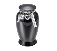 EXQIOUR Elegant Pet Memorial Urn with Beads Wing Closures Ashes Storage Solution Aluminum Alloy Loss Cats Cremation Box Memorial Gift Urn
