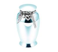 EXQIOUR Elegant Pet Memorial Urn with Beads Wing Closures Ashes Storage Solution Aluminum Alloy Loss Cats Cremation Box Memorial Gift Urn