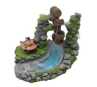 EXQIOUR Fishtanks Decorative Waterwheel Figurine with Stream Craft Project Garden Landscape Statue Hideouts Flowing Watermill Aquariums Landscape