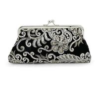 EXQIOUR Retro Beaded Evening Bag With Rhinestones Embellishments Embroidered Handbag For Women In Black Crossbody Shoulder Bags Elegant Party Purse