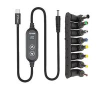 EXQIOUR Type C to DC5.5mm Power Supply 100W Capacity 5 Power Selection 5-20V Variable Through Integrated Management 8 Adapters Laptop Type C Charging Cord