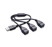 EXQIOUR USB 2.0 Male to Three Female Port Hubs Extender Cable for High Speed Data Transfer Up to 480Mbps and Charging At 3A Computer USB Hubs