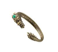 EXQIOUR Vintage Dragon Copper Bangle Handcraft With Gemstones For Women Antique Chinese Inspired Jewelry Gifts Daily Use Festive Ethnic Jewelry Accessories