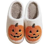 EXQST Halloween Pumpkin Slippers, Cute Plush Scary Lantern Pumpkin Slippers, Cozy Warm Non-Slip Indoor Outdoor Pumpkin Halloween, 41 EU