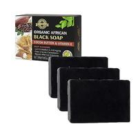 EXQST Organic Cocoa Butter Deep Cleansing Black Soap Deep Cleansing Skin Black Soap African Black Soap Bar Natural Face Soap Activated Charcoal Bar Soap for Acne Dark Spot