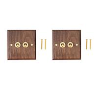 Exqufood 2X Retro American Industrial Style Light Switch Socket,Solid Wood Brass Toggle Switch Plate, Antique Home Stay Switch(2)