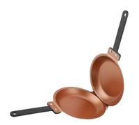 Exqufood Cake Tin, Mexican Folding Pan, Non-Stick Frying Pan, Double Sided Breakfast Folding Frying Pan, Gold