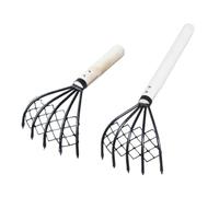 Exqufood Small Nail Rake with Net Bag Small Rake Shell Digging Tool Sea Catching Small Wooden Rake Wooden Handle Rake Small Rake