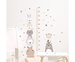EXQUILEG Children's Height Chart Wall Sticker Height Chart Child Forest Animals Wall Sticker Removable DIY Wall Sticker for Children's Brick Decoration