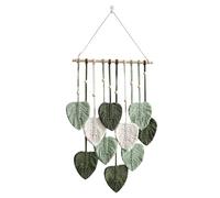 EXQUILEG Macrame Wall Hanging Handmade Home Decorations Boho Macrame Tapestry Woven Wall Hanging Leaf Feather Wall Decoration (Army Green)