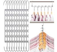 Exquilnova 10PCS Space Saving Hangers,Oval Shaped Hangers for Clothes Space Savers,Clothes Rack for Wardrobe Storage Organiser,Smart Hanger for Jackets,Coats,Pants,Down Jackets(10 Pcs,Oval Shape)