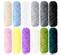 Exquilnova 12 Pack Chunky Yarn for Hand Knitting,Multiple Colors Chenille Yarn for Knitting & Crochet,Soft Chunky Wool for Blankets,Cushion,Scarves,Pet Beds,Bags,Hats,Sweaters(Mixed Color)