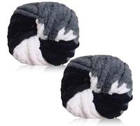 Exquilnova 2 Pack Chunky Yarn for Hand Knitting,Multiple Colors Chenille Yarn for Knitting & Crochet,Soft Chunky Wool for Blankets,Cushion,Scarves,Pet Beds,Bags,Hats,Sweaters(Panda)