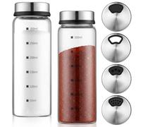 Exquilnova 2PCS Salt Shaker,300ML Salt and Pepper Shakers with Adjustable Rotating Lid,Transparent Salt and Pepper Pots,Glass Salt Cellar for Home,Cafeteria,Restaurants,BBQ,Kitchen Gadgets(300ML)