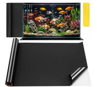 Exquilnova 50 x 400CM Fish Tank Background,Black Aquarium Background Self Adhesive,Static Cling Fish Tank Decorations Sticker,Cuttable Aquarium Backgrounds Wallpaper Poster