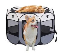 Exquilnova Portable Foldable Dog Play Pen,Breathable Mesh Dog Cage,Animal Pop Up Play Pen for Indoor Outdoor,Puppy Crate for Puppy,Kitten,Rabbit,Hamster,Hedgehog,Chicken(Grey,L)