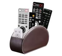 Exquilnova Remote Control Holder with 5 Pockets, Leather Remote Control Storage for TV, DVD, 4K Stick and Bluray Remote Controls, Also as Desk Organiser for Pens, Cosmetics (Brown)