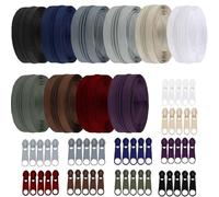 Exquilnova Zips for Sewing,30M 10 Colors Zipper,Sewing Accessories Zip Repair Kit with 50 Sliders,Nylon Invisible Zip for DIY Craft Projects,Skirts,Bags,Cushions,Luggage Accessories (10 Dark Colors)