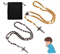 EXQUIMA 2 PCS Rosary Beads, Catholic Cross Rosary Necklace, With A Storage Bag, Smooth Prayer Beads with Durable Crucifix for Meditation and Daily Wear