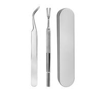 EXQUIMA 2 Piece Tick Remover Tools for Dogs, Pet Stainless Steel Tick Clamp Set, Lice Fork, Flea Remover, Portable Pet Anti Tick Cleaning Tools